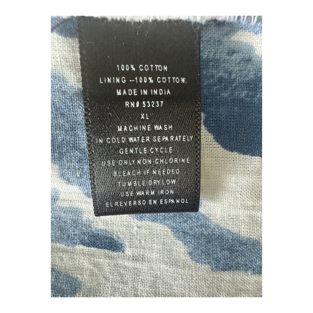Mlle Gabrielle Tiered Maxi Shirt Dress XL Blue Zebra Print Coastal Boho Resort - Picture 8 of 9